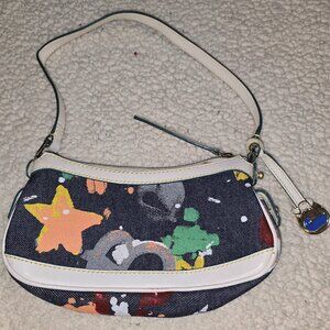 Vintage Rare Dooney and Bourke Collection Small Banana Bag - Paint Stamp Denim